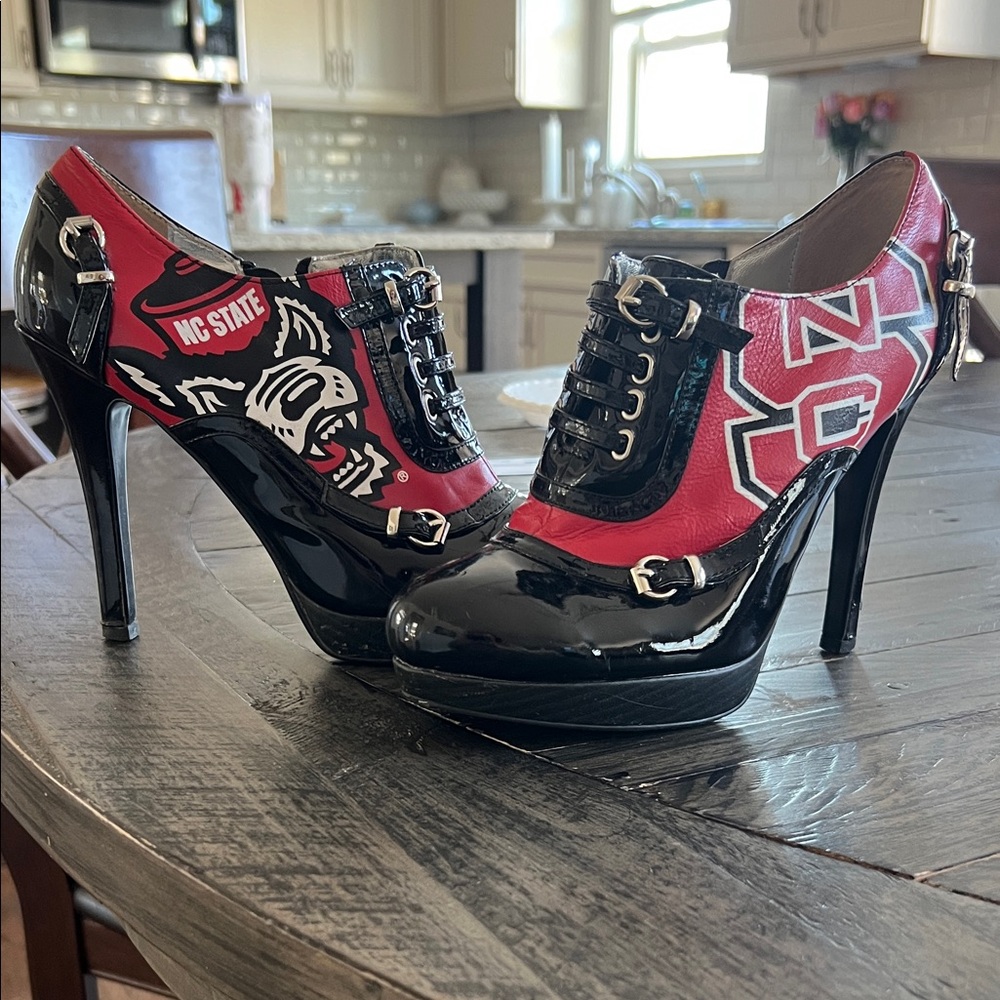 NC State High Heel Shoes - Red and Black